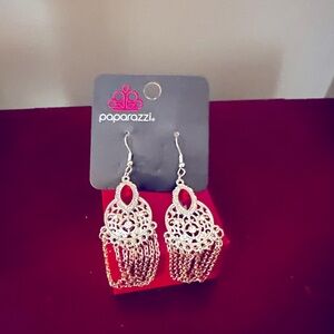 Paparazzi hanging earrings with center red stone - NEW!